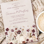 Invitación 60.º cumpleaños Fiesta de sorpresas Calabaza Flor<br><div class="desc">Las calabazas otoñales están enclavadas en delicadas flores silvestres rojas y blancas burdeos para crear una estética elegante. Todo el texto es editable para que puedas diseñar fácilmente tu propio estado de ánimo especial.</div>