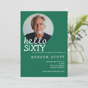 Invitación 60.º cumpleaños Foto Sesenta y un verde moderno