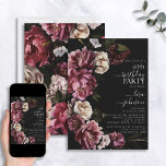 Invitación 60.º cumpleaños Moody Burgundy Rubor Floral<br><div class="desc">Trata a tu ser querido a un día que nunca olvidarán con esta impresionante invitación floral de escritura de Rubor de cumpleaños número 60. Perfecto para añadir un toque de elegancia moderna al gran evento, esta invitación incluye fotografías de flores reales en un hermoso tema borgoñoso, dándole a ti y...</div>