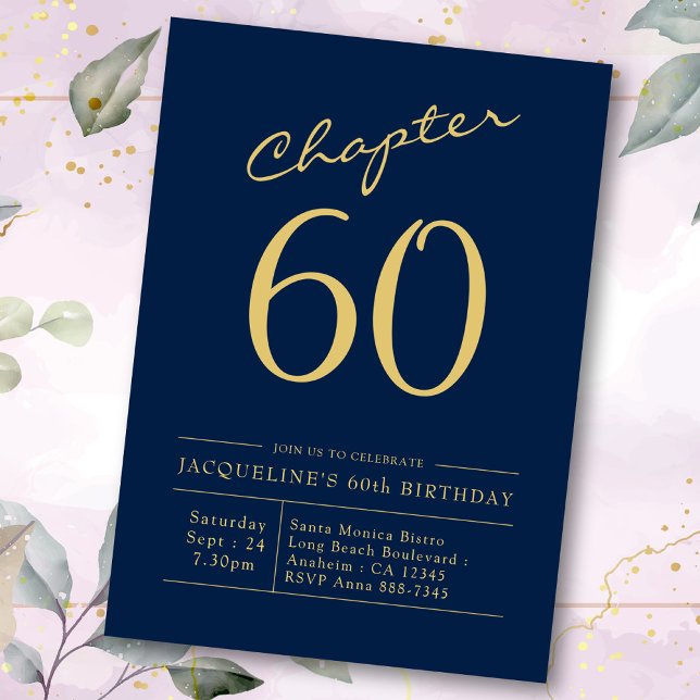 Invitación 60.º cumpleaños Oro Azul Capítulo 60 (Subido por el creador)