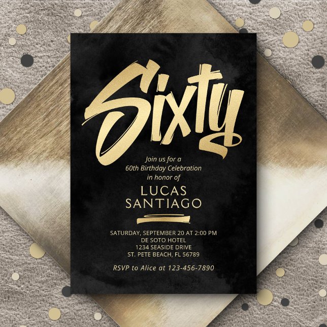 Invitación 60.º cumpleaños Oro Negro (Subido por el creador)