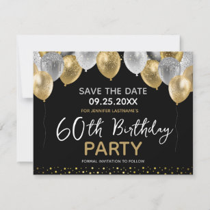Invitación 60.º cumpleaños oro y negro