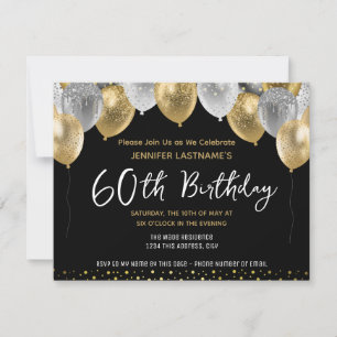Invitación 60.º cumpleaños oro y negro