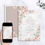 Invitación 60.º cumpleaños Polvoriento Mármol acuático de oro<br><div class="desc">Celebra tu cumpleaños número 60 con estilo con esta hermosa invitación a la Marble de color de oro rosado de cumpleaños número 60! Con elegantes elementos botánicos florales de durazno y durazno de durazno rosado, falsos elementos de rincón de polvo de oro y un polvoriento marco rosa contra un único...</div>