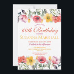 Invitación 60.º cumpleaños primavera verano floral<br><div class="desc">60.ª amapola - Diseño de verano floral de primavera - Cambie el texto para que se adapte a su fiesta. Cambiar a cualquier edad.</div>