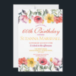 Invitación 60.º cumpleaños primavera verano floral<br><div class="desc">60.ª amapola - Diseño de verano floral de primavera - Cambie el texto para que se adapte a su fiesta. Cambiar a cualquier edad.</div>