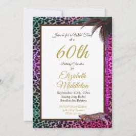 Invitación 60.º Cumpleaños Púrpura Salvaje de Palm Leopard