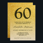 Invitación 60.º cumpleaños Purpurina de oro negro Sparkle Omb<br><div class="desc">Celebre su celebración de cumpleaños con esta elegante y elegante carta de cumpleaños de Purpurina de oro amarillo negro con brillo.</div>