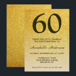 Invitación 60.º cumpleaños Purpurina de oro negro Sparkle Omb<br><div class="desc">Celebre su celebración de cumpleaños con esta elegante y elegante carta de cumpleaños de Purpurina de oro amarillo negro con brillo.</div>
