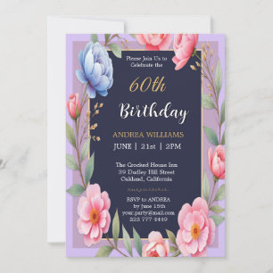 Invitación 60.º cumpleaños Rosas de flores de Peonny Wildflow