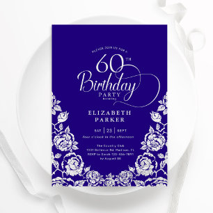 Invitación 60.º cumpleaños Rosas de Plata Púrpura