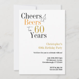 Invitación 60.º cumpleaños Saludos Cervezas Fiesta mínimo