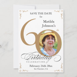 Invitación 60.º cumpleaños Salven la fecha Oro y Personalizad