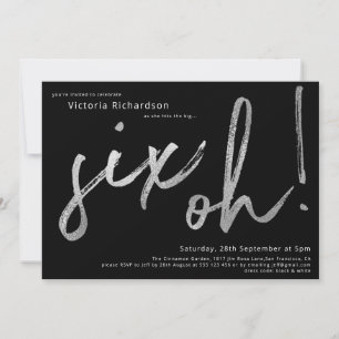 Invitación 60.º cumpleaños Seis Oh Tipografía de Relieve meta
