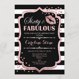 Invitación 60.º cumpleaños - Sesenta fabulosos oro negro Rosa