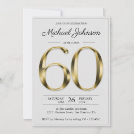 Invitación 60.º Cumpleaños Sólido Gris Gris Elegante Clásico