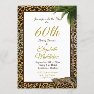 Invitación 60.º Día de Nacimiento Salvaje de la Palm Impresa