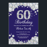 Invitación 60.º Diamante Azul y Plata de la Armada de Cumplea<br><div class="desc">60.ª Invitación de cumpleaños. Diamante Diamante de imitación azul marino y plateado. Elegante invitación de Bash de Cumpleaños. Cumpleaños de adultos. Cumpleaños de las mujeres. Cumpleaños de los hombres. Para una mayor personalización,  haga clic en el botón "Personalizar" y utilice nuestra herramienta de diseño para modificar esta plantilla.</div>