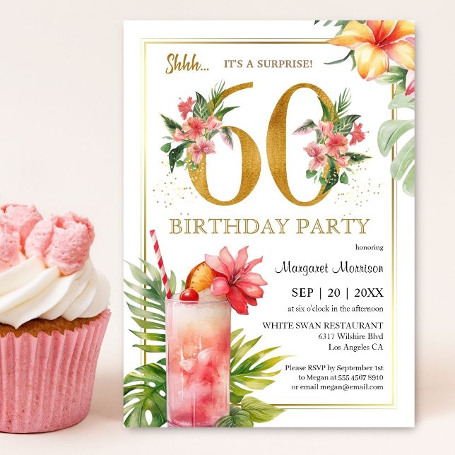 Invitación 60.º Fiesta de cócteles Florales Tropicales de cum (Subido por el creador)