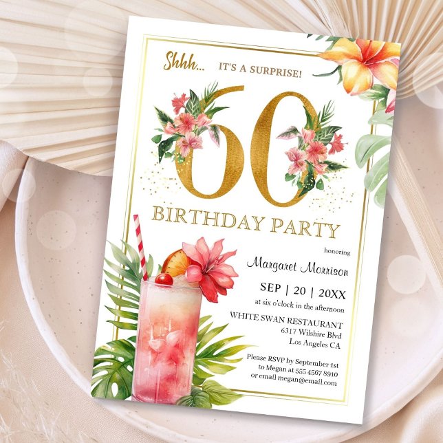 Invitación 60.º Fiesta de cócteles tropicales de Hawái (Subido por el creador)