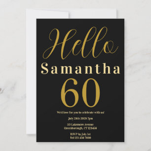 Invitación 60.º Fiesta elegante de oro negro