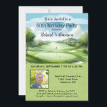 Invitación 60.º Fotomontaje de Fiesta del Cumpleaños de los H<br><div class="desc">Esta fiesta festiva y colorida Invitación a la Fiesta de los Años 60 tiene un tema de golf y es ideal para un golfista. Cuenta con un carrito de golf con clubes de golf en un campo de golf, Mucho por personalizar para hacer apropiado para su propio evento así como...</div>