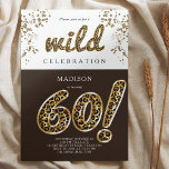 Invitación 60.º guión de globo de Relieve metalizado Leopard<br><div class="desc">Leopard Relieve metalizado Balloon Script Diseño de cumpleaños moderno. Los productos correspondientes se pueden encontrar en la colección de cumpleaños de adultos Leopard Relieve metalizado Balloon.</div>