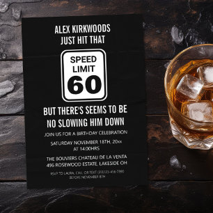 Invitación 60.º límite de velocidad de cumpleaños 60 Fiestas