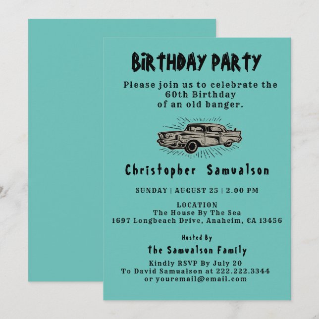 Invitación 60.º Nacimiento Entusiast Vintage (Anverso / Reverso)