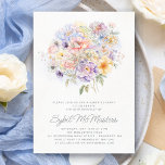 Invitación 60.º Nacimiento Fiesta sorpresa Flor Bouquet<br><div class="desc">Un elegante ramo de flores de color acuático adorna la parte superior de esta invitación a la fiesta de cumpleaños número 60. Las suaves flores pastel están adornadas con arte moderno y lineal. El nombre del celebrante del cumpleaños está escrito en un guión moderno y sencillo. Encontrarás señales a juego...</div>