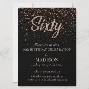 Invitación 60.º Purpurina de oro de cumpleaños