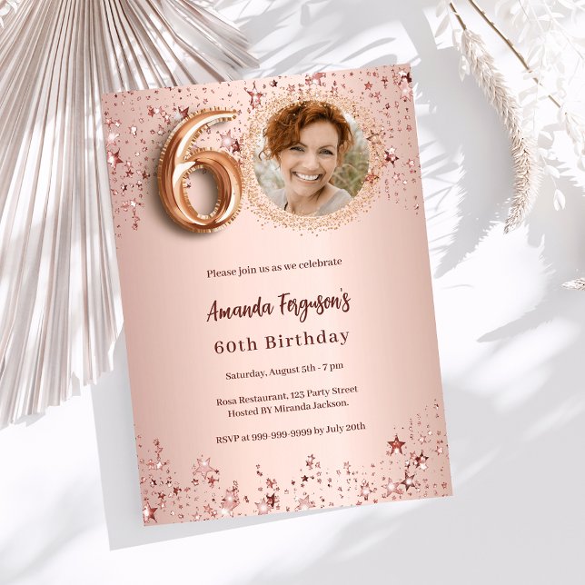 Invitación 60.º rosa de cumpleaños (Subido por el creador)