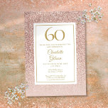 Invitación 60.º Rosa  Purpurina de Oro<br><div class="desc">Con un elegante purpurina de oro rosa sombrío,  esta invitación a los 60 años de la moda puede ser personalizada con su información especial de celebración de cumpleaños. Diseñado por Thisisnotme©</div>