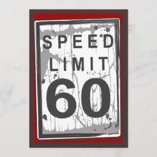 Invitación 60.º Rótulo de límite de velocidad poco entusiasta