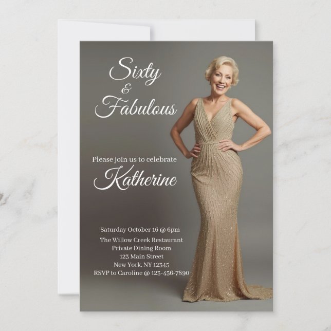 Invitación 60 and Fabulous | 60th Birthday Party  (Anverso)