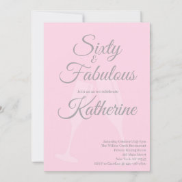 Invitación 60 and Fabulous | 60th Birthday Party Pink Script