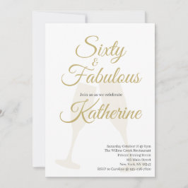 Invitación 60 and Fabulous 60th Birthday Party White Gold