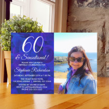 60 and Sensational Royal Blue Photo Birthday
