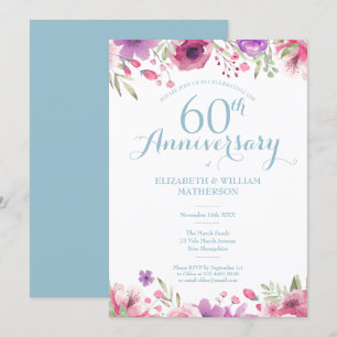Invitación 60° aniversario Boda acuarela Floral