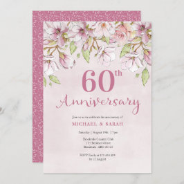 Invitación 60 Aniversario de Boda Floral Rosa