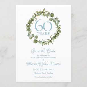 Invitación 60° Aniversario del Boda Salva la Fecha Garland