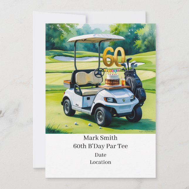 Invitación 60 Aniversario del Golf con Carro de Golf sobre la (Anverso)