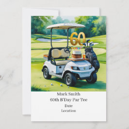 Invitación 60 Aniversario del Golf con Carro de Golf sobre la
