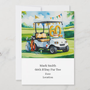 Invitación 60 Aniversario del Golf con Carro de Golf sobre la