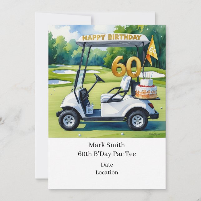 Invitación 60 Aniversario del Golf con Carro de Golf sobre la (Anverso)