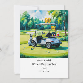 Invitación 60 Aniversario del Golf con Carro de Golf sobre la