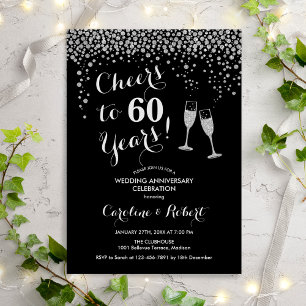 Invitación 60 Aniversario - Felicidades por 60 Años Plata Neg