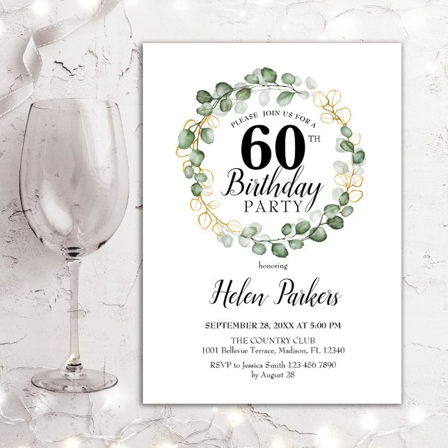 Invitación 60 Aniversario - Guirnalda de Foliage de Eucalipto (Subido por el creador)
