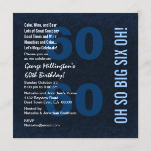Invitación 60 Aniversario moderno Rojo Azul SIX OH A01