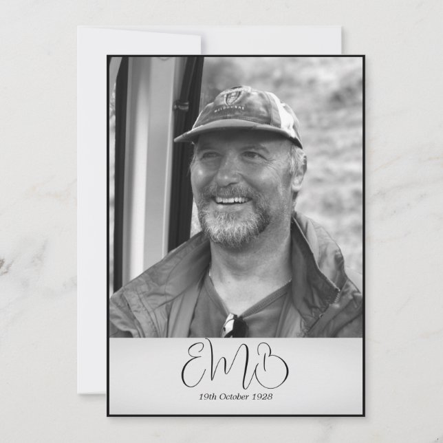 Invitación 60 Aniversario Monograma de foto elegante masculin (Reverso)